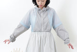 Patchwork windbreaker w/ attachable sleeves