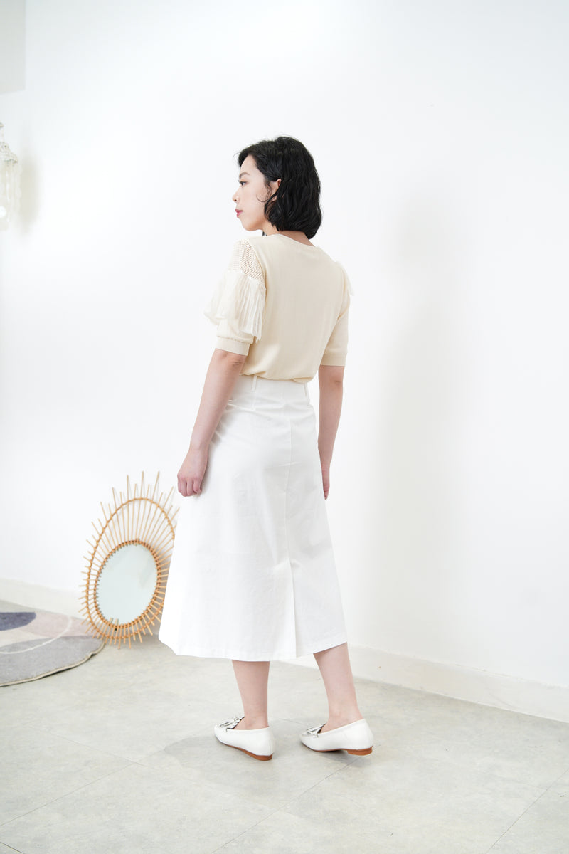 White A cut skirt w/ belt
