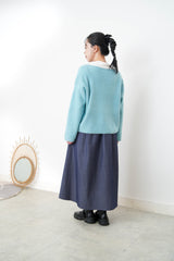 Sky blue boat neck soft sweater