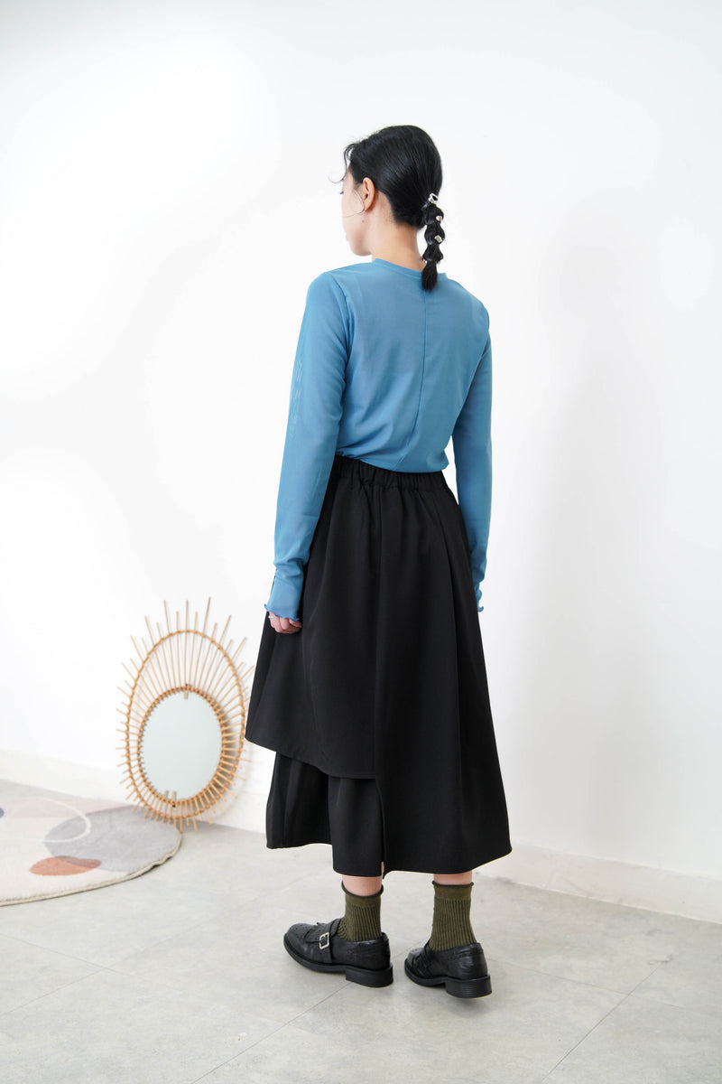 Black A cut skirt in detail cut out layering