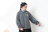 Grey fleece hoodies  w/ contrast line