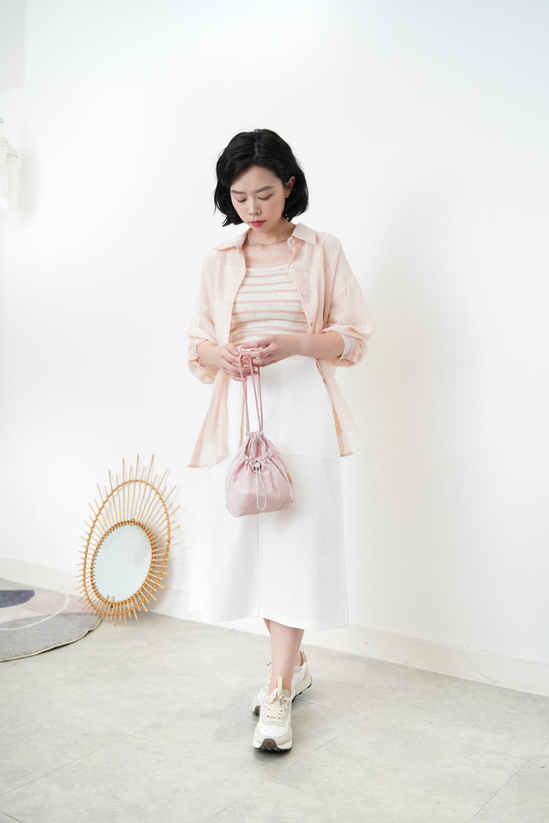 Sheer shirt in detail open back w/ cami set