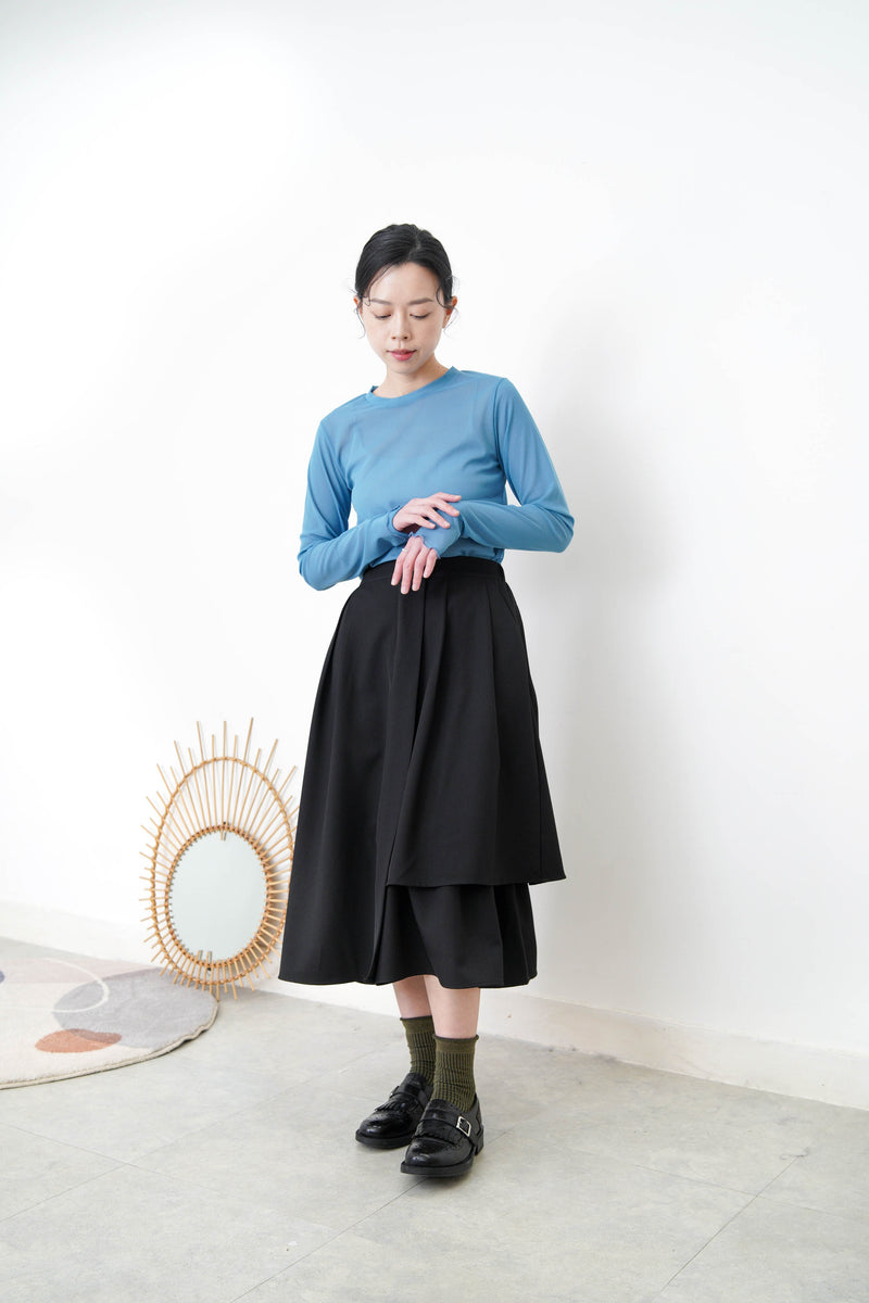 Black A cut skirt in detail cut out layering