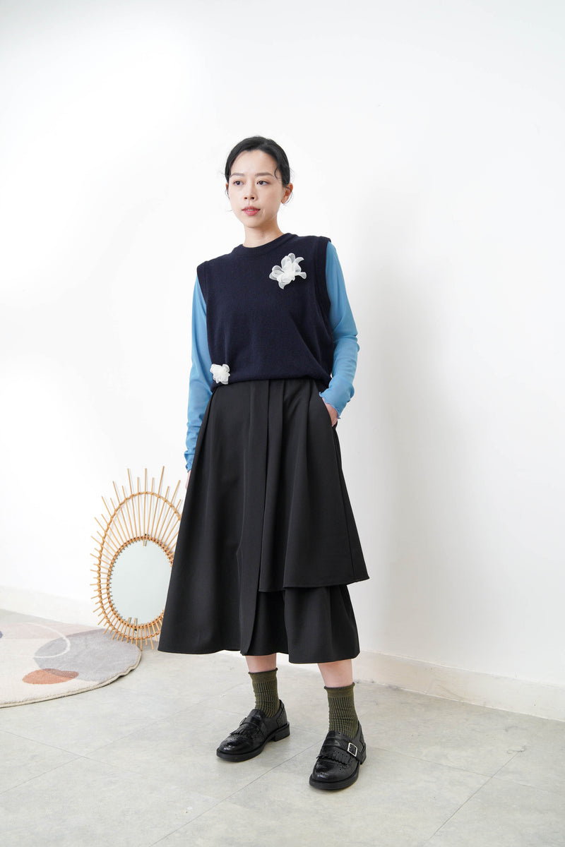 Black A cut skirt in detail cut out layering