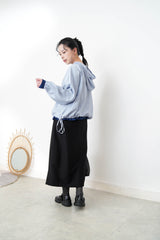 Sky blue chiffon blouse with hoodies