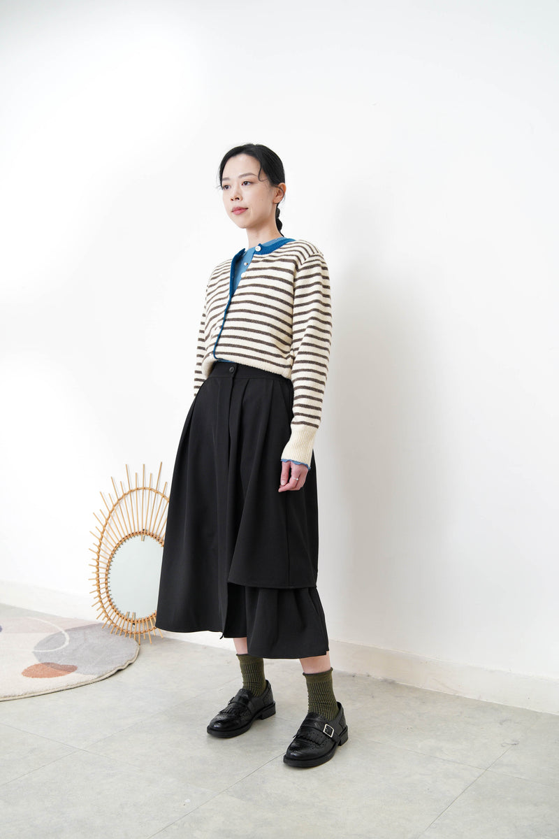 Black A cut skirt in detail cut out layering