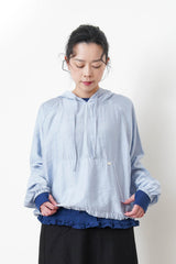 Navy thin top w/ peplum hem