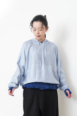 Navy thin top w/ peplum hem