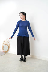 Navy thin top w/ peplum hem