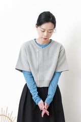 Grey zip crop pullover