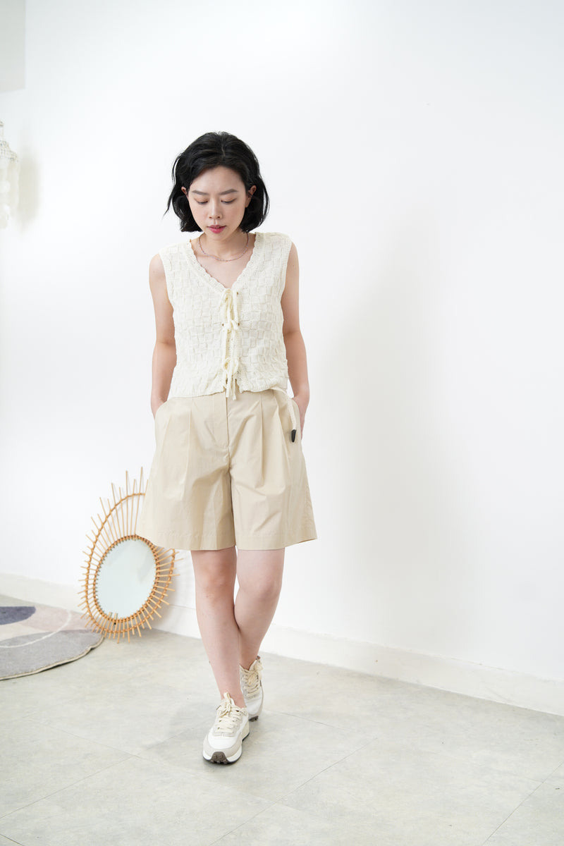 Beige A cut summer shorts