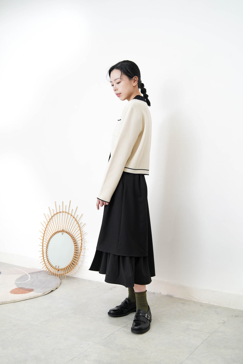 Black A cut skirt in detail cut out layering