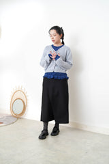 Navy thin top w/ peplum hem