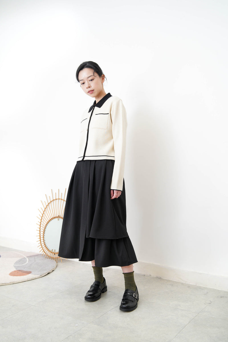 Black A cut skirt in detail cut out layering
