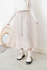 Beige 2 ways premium skirt w/ chiffon layering