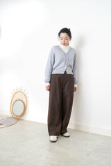 Grey blue soft wool cardigan w/ string