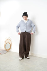 Grey blue soft wool cardigan w/ string