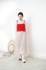 Beige 2 ways premium skirt w/ chiffon layering