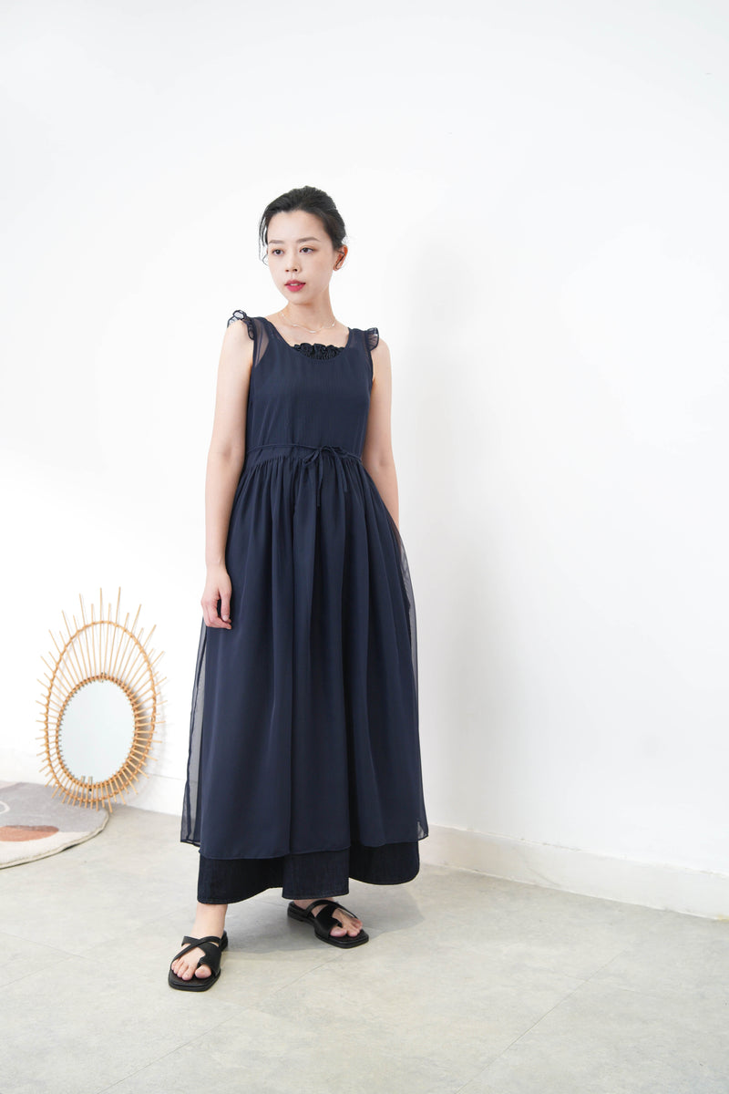 Navy chiffon dress