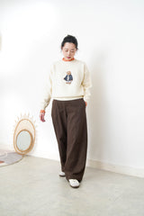 Ivory sweater w/ embroidery bear