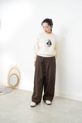 Ivory sweater w/ embroidery bear