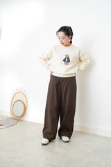 Ivory sweater w/ embroidery bear