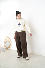 Ivory sweater w/ embroidery bear