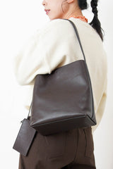 Premium leather tote bag w/ attachable pouch