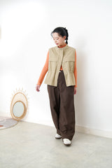Beige vest jacket w/ waist string