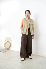 Beige vest jacket w/ waist string