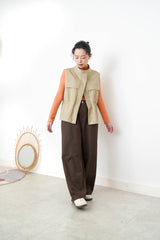 Beige vest jacket w/ waist string
