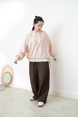 Sakura pink chiffon blouse with hoodies