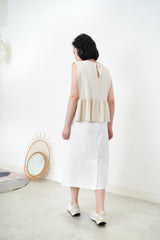 Linen vest w/ peplum hem