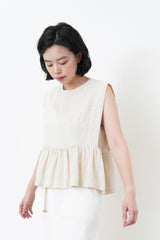 Linen vest w/ peplum hem