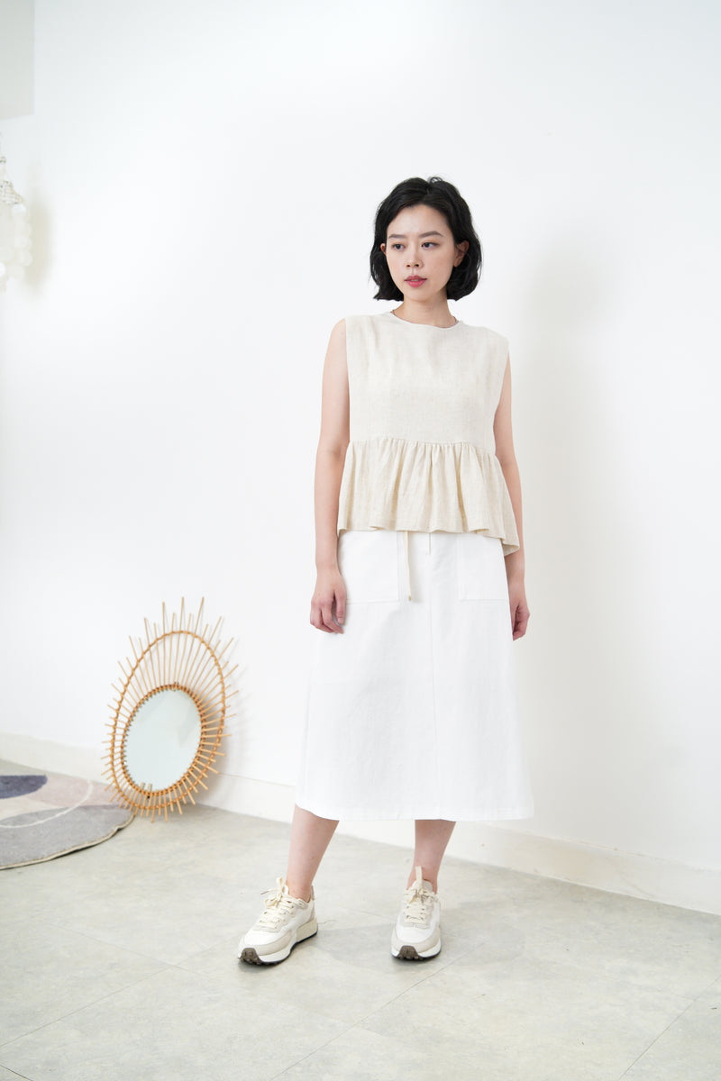 Linen vest w/ peplum hem