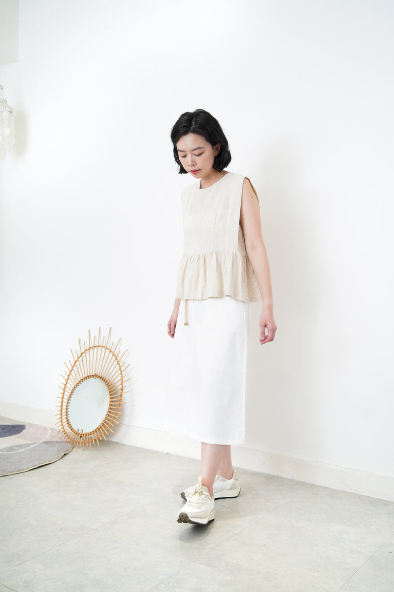 Linen vest w/ peplum hem