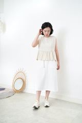 Linen vest w/ peplum hem