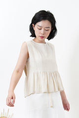 Linen vest w/ peplum hem