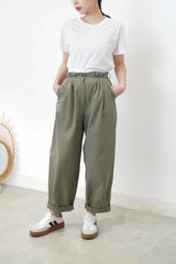 Khaki balloon pants w/ double layering