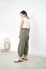 Khaki balloon pants w/ double layering