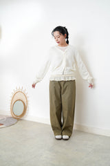 White soft wool cardigan w/ string