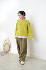 Lime boat neck soft sweater