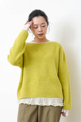 Lime boat neck soft sweater