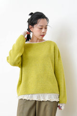 Lime boat neck soft sweater