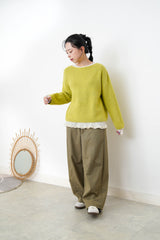 Lime boat neck soft sweater
