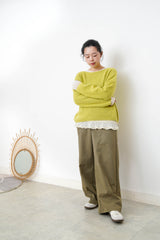Lime boat neck soft sweater