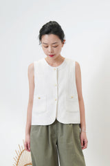 White premium vest w/ round hem