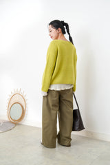 Lime boat neck soft sweater