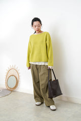 Lime boat neck soft sweater