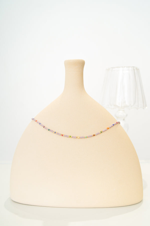Purple colourful beads choker